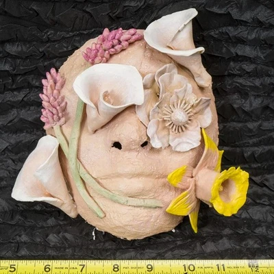 Handmade Plaster Mask Floral Art Design - Image 1 of 4