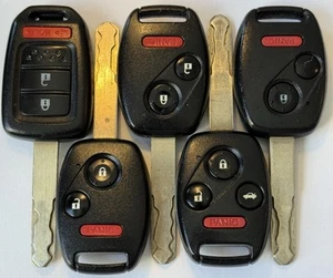 Factory Honda Key Lot- (5) OEM 3 & 4 Button- All Tested & Work- New Batteries - Picture 1 of 13