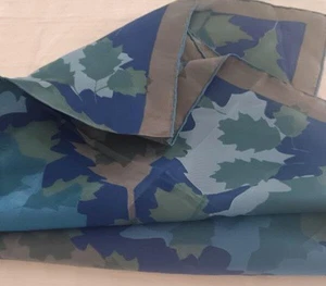 Vintage 60s Vera Silk Scarf Blue Gray Abstract Leaves Green Hand Rolled - Picture 1 of 3