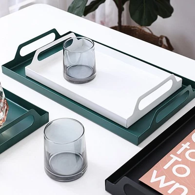 Practical and Elegant Iron Art Serving Tray with Handles for Various Uses - Image 1 of 4