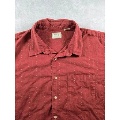Arrow Blue Jeans Co. Shirt Mens 2XL XXL Red Striped Short Sleeve Button Up *Read - Image 1 of 4