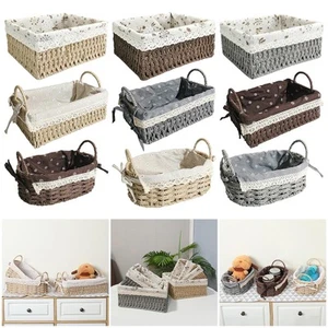 Multipurpose Rattan Storage Basket Handmade for Bathroom Bedroom Organizer - Picture 1 of 57