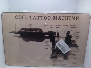 Coil Tattoo Machine Tin Sign 12x7 - Picture 1 of 3