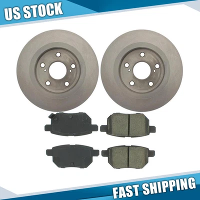 For Scion tC 2011 2012 2013 2014 Rear Brake Rotors + Brake Pads Kit - Image 1 of 4