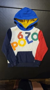 Polo Ralph Lauren 67 Youth M 10-12 Colorblock Fleece Hoodie White/Blue/Red - Picture 1 of 9