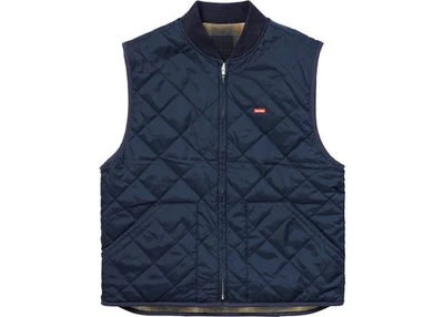 Supreme Reversible Shadow Plaid Vest Navy Size Large - Image 1 of 2