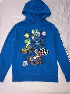 boys next blue super mario kart hooded long sleeve t shirt age 8 years - Picture 1 of 5