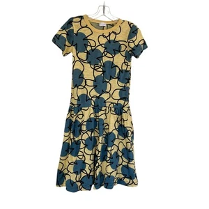 Wolf & Rita Abstract Flowers Print Cotton Dress in Yellow and Green size 14 - Picture 1 of 6