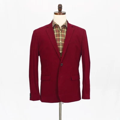 Express 44R Red Sport Coat Blazer Jacket Solid 2-Button Cotton Blend - Image 1 of 4