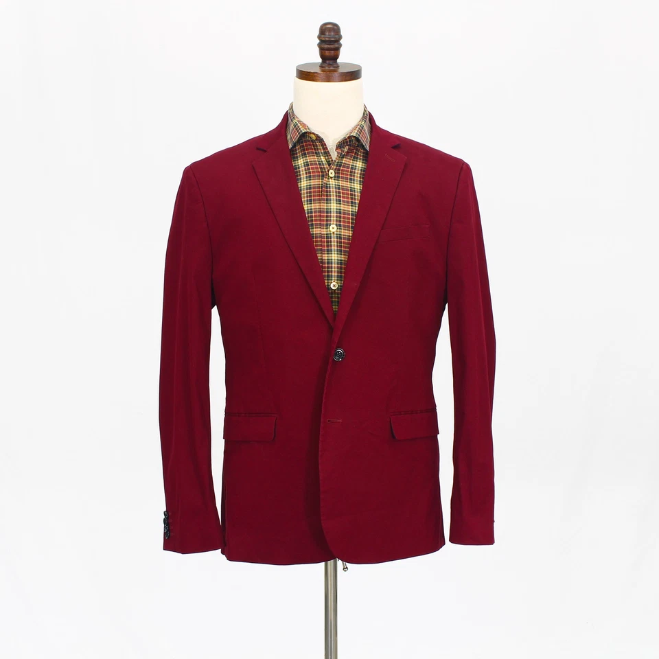 Express 44R Red Sport Coat Blazer Jacket Solid 2-Button Cotton Blend - Image 1 of 4