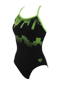 Arena Damen Badeanzug Skyscrapper One Pice, Schwarz/Grün, DE36 UK/USA32 - Bild 1 von 4