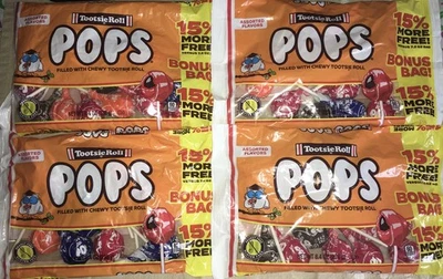 4 TOOTSIE ROLL POPS разнообразные вкусы леденцы наполненные жевательные рулоны 8,4 унц - Изображение 1 из 3