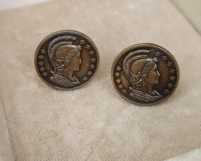 Gemelos Foster Vintage Soldado Romano Bronce Redondos Bala Back Foto 1 de 4