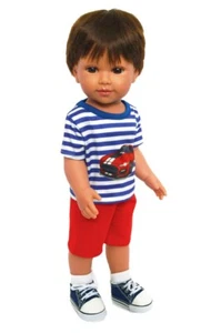 Boy Doll Clothes 18" Swim Trunks Red Top Rash Guard Stripe Race Car Fit AG Dolls - Picture 1 of 6