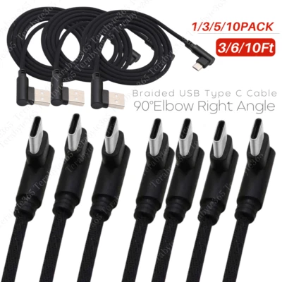 Кабель USB-C на USB A быстрое зарядное устройство 90 градусов локоть для iPhone 15 16 Samsung лот - Изображение 1 из 4