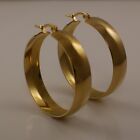 Chunky Yellow Gold Plated Steel 35mm Smooth Hoop Earrings UK Gift Idea