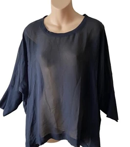 Eileen Fisher tunica in maglia trasparente nera taglia XL #T2026 - Foto 1 di 6