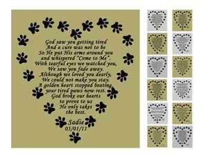 Custom Engraved Pet Name Plate, Pet Loss Poem Plate, Multiple Choices, Dog, Cat - Picture 1 of 21