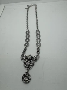 Kirks Folly Silvertone Swan Necklace Crystals - Picture 1 of 9