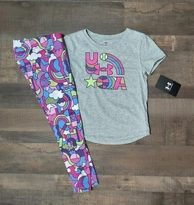 New! Little Girls Under Armour Printed T Shirt and Leggings Outfit Size 5 - Picture 1 of 3