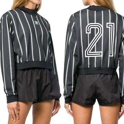 Sudadera ADIDAS Edición Especial Athleisure Suéter Recortado Verde Menta Rayas  Foto 1 de 4