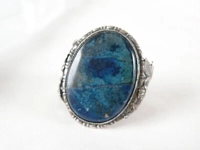 Vintage Germany Sterling Silver 925 Leaf Vine Design Shattuckite Ring Size 6 - Image 1 of 4