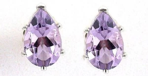Pendiente poste par de piedras preciosas amatista rosa de Francia 8x5 pera PE28 - Imagen 1 de 2