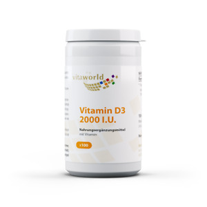 Vitamine D3 2000 I.U 100 capsules végétariennes Vita World Pharmacie Allemagne