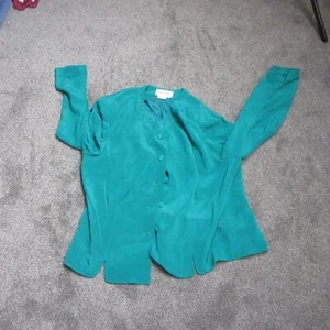 Maggy London Blouse Womens 20 Green Silk Flowy Lightweight Vintage - Picture 1 of 8