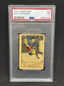 1951 PARKHURST GAYE STEWART HOCKEY ROOKIE CARD RC #99 GRADED PSA 1 - Picture 1 of 2