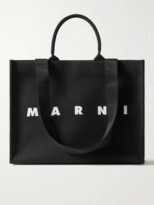 Marni East-West Bey Logo-Print XL Tote Bag in Black NWT - Picture 1 of 11