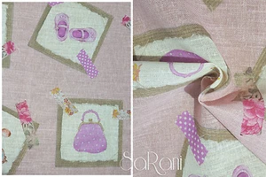 Tessuto JIM Lino e Cotone Bambini Rosa Arredo Tendaggi Cuscini Letto SARANI - Imagen 1 de 2