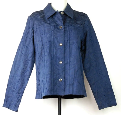 NUEVO NUEVO CON ETIQUETAS Chaqueta Tejida Geométrica Texturizada Artística Botón Azul Marino Kaktus M Foto 1 de 2