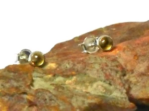 Pendientes de piedras preciosas CITRIN plata esterlina 925 / TACHUELAS - 4 mm - Imagen 1 de 4