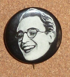 Prendedor promocional de botón Pinback Harold Lloyd de la década de 1920 actor estrella de cine comediante - Imagen 1 de 4