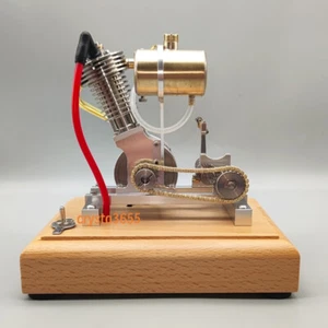 H09 Mini Gasoline Engine Model Kit Engineer Brass Aluminum DIY Toys Collection - Picture 1 of 8