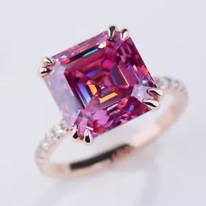 4 kt zertifizierter Asscher rosa natürlicher Diamant VVS1 Solitärring Roségold-Finish - Bild 1 von 10
