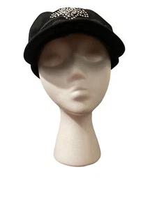David & Young Bling and Beaded Cross Black Distressed Hat Size N/A - Picture 1 of 8