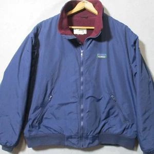 Vintage L.L. Bean Fleece Lined Jacket Men's Sz L Blue Full Zip Pockets Casual - Picture 1 of 14