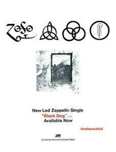 1971 Led Zeppelin "Black Dog" Song Release Classic Promo Reprint Advertisement - Picture 1 of 1