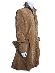 SHRINE GALLEON BROWN VELVET GOTH VAMPIRE VICTORIAN PIRAT COAT JACKET STEAMPUNK  - Picture 1 of 7