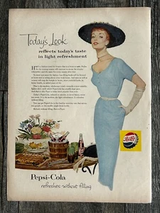 PEPSI COLA Stylish Fashion Woman 1954 Vintage Soda Ad 10x14 Advertisement 1950's - Picture 1 of 1