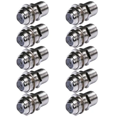 10x F Type Female to Female Coax Coaxial Coupler Chassis Mount Adapter Connector - Image 1 of 3