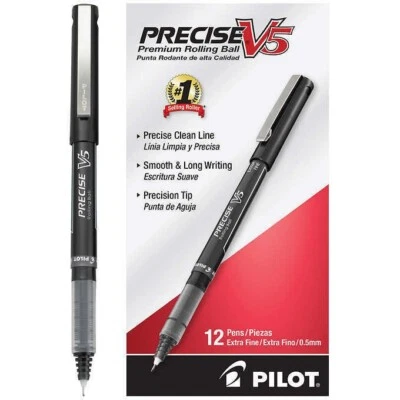 12 Pack - Pilot Precise V5 Stick Rolling Ball Pens, Precision Point Ink, .5mm - Image 1 of 2