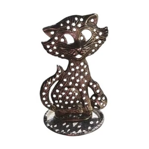Vintage Torino Cat Earring Tree Jewelry Holder Cast Metal Silver Plated Retro - Picture 1 of 3