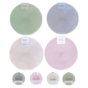 Round Placemats / Coaster Set Of 4 Woven Table Mats Dining Tableware - Picture 1 of 14