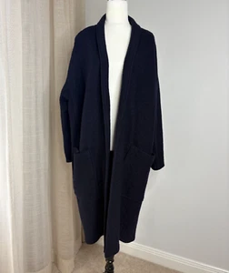 Nicole Fahri Navy Blue Open Jacket Coat Size 40 Large 100% Wool Designer - Picture 1 of 14
