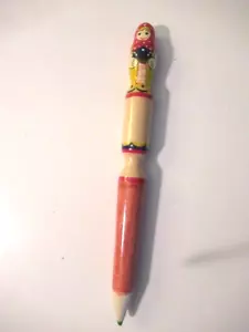 Matroschka klobige Jumbo-Puppe Holzbleistift fmade in tschechischer Rep grüne Spitze - NEU-VINTAGE - Bild 1 von 7