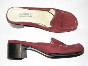 7 M Burgandy Rust Red Suede Leather Ladies Shoes Aerosoles Mules Oxfords LUCIE 7 - Picture 1 of 4