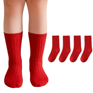 12 Pairs Kids Boys Girls Red Cotton Middle Tube Chinese New Year Crew Socks - Picture 1 of 10